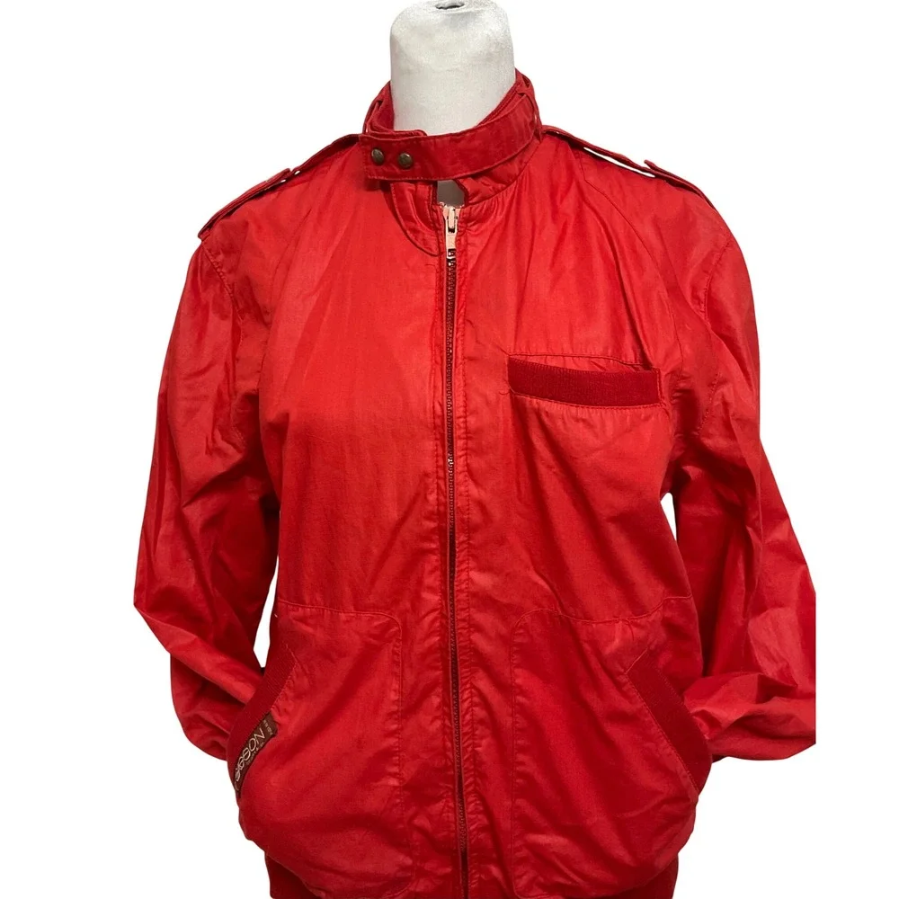 VTG 1980s Sasson OSSY men's Red Bomber‎ Blouson Streetwear windbreaker jacket 40